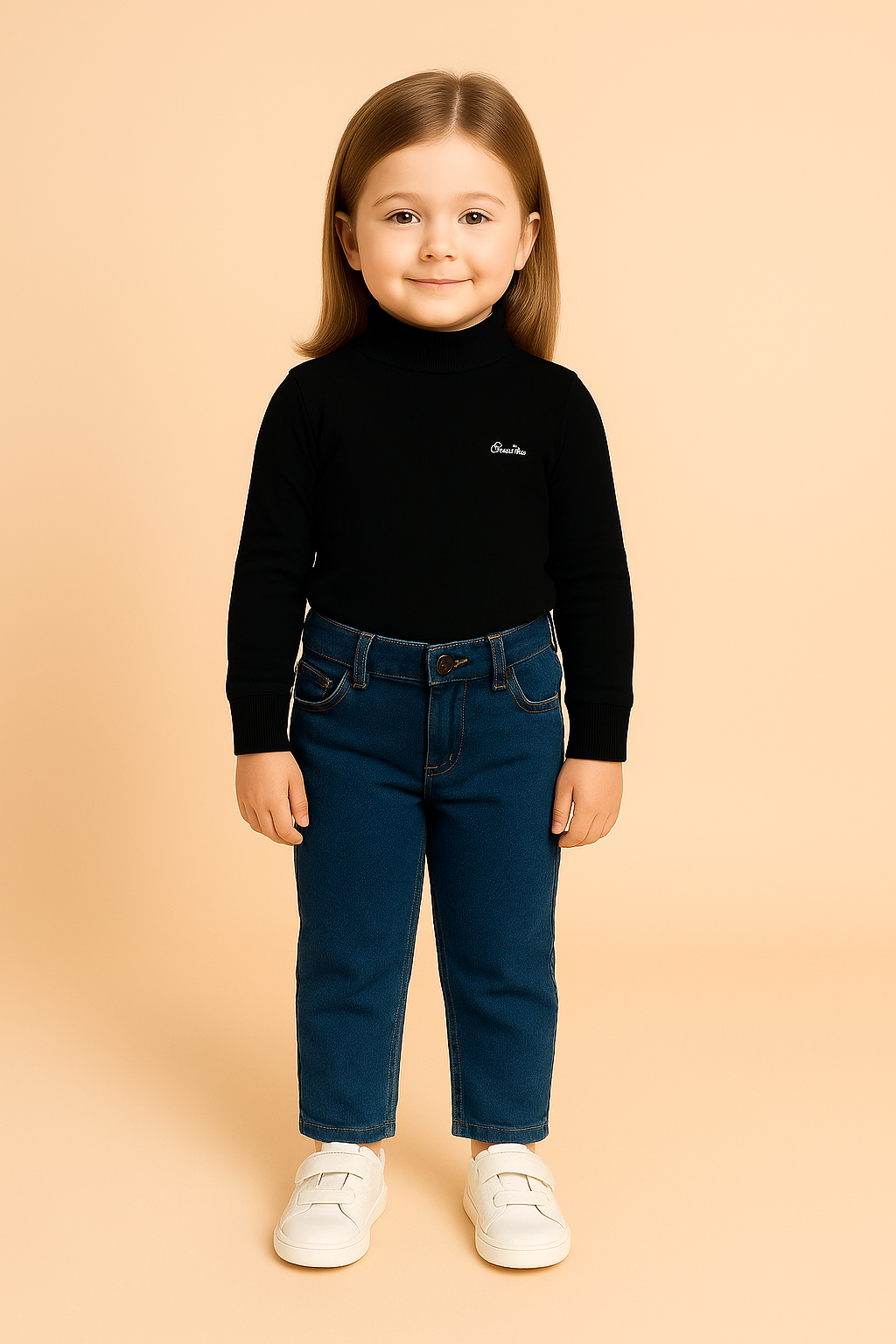 GIRLS BASIC HIGH NECK TOP (BLACK) (0-10 YEARS)