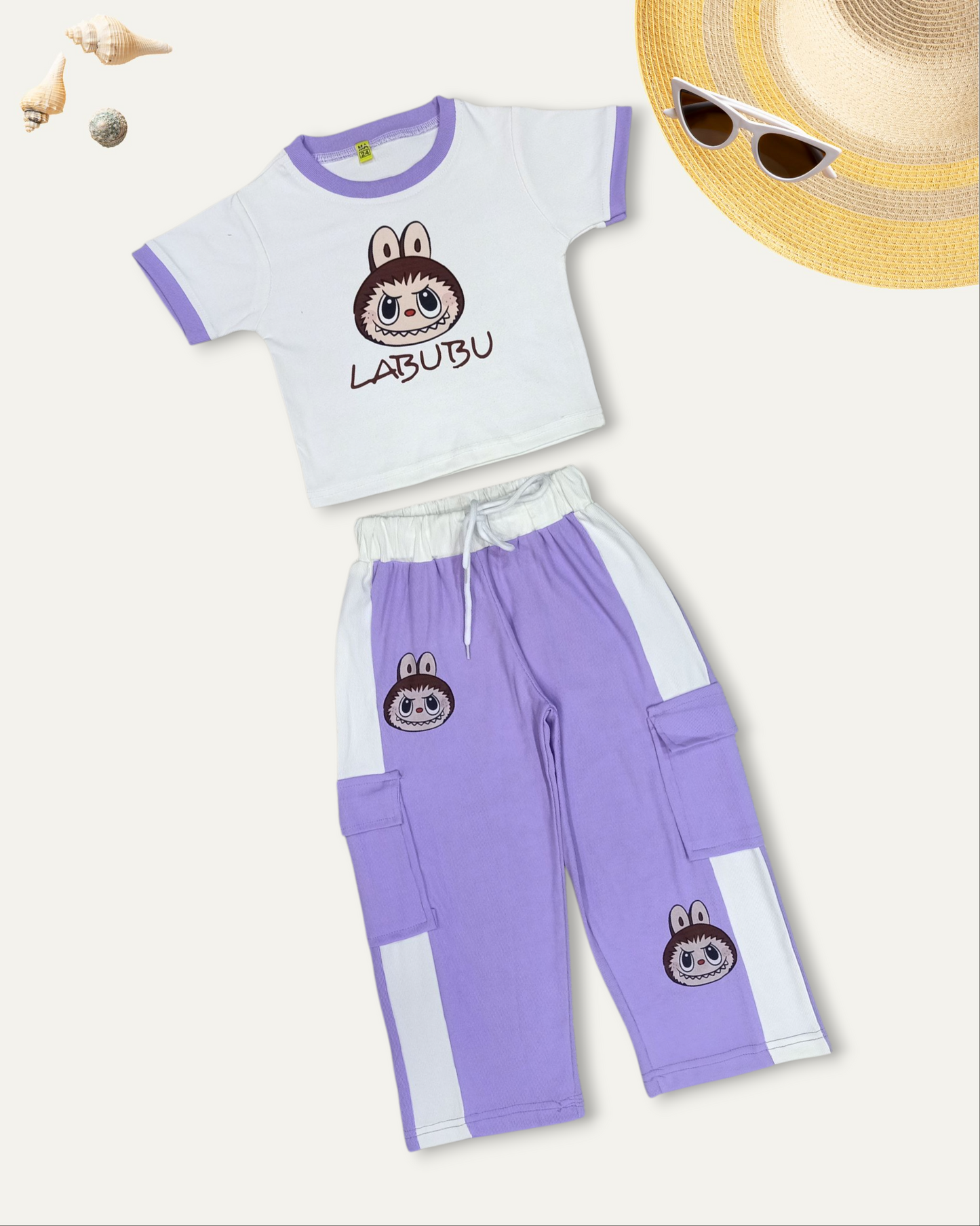 GIRLS 'LABUBU' PRINT CASUAL CO-ORD SET (LAVENDER) (4-12 YEARS)