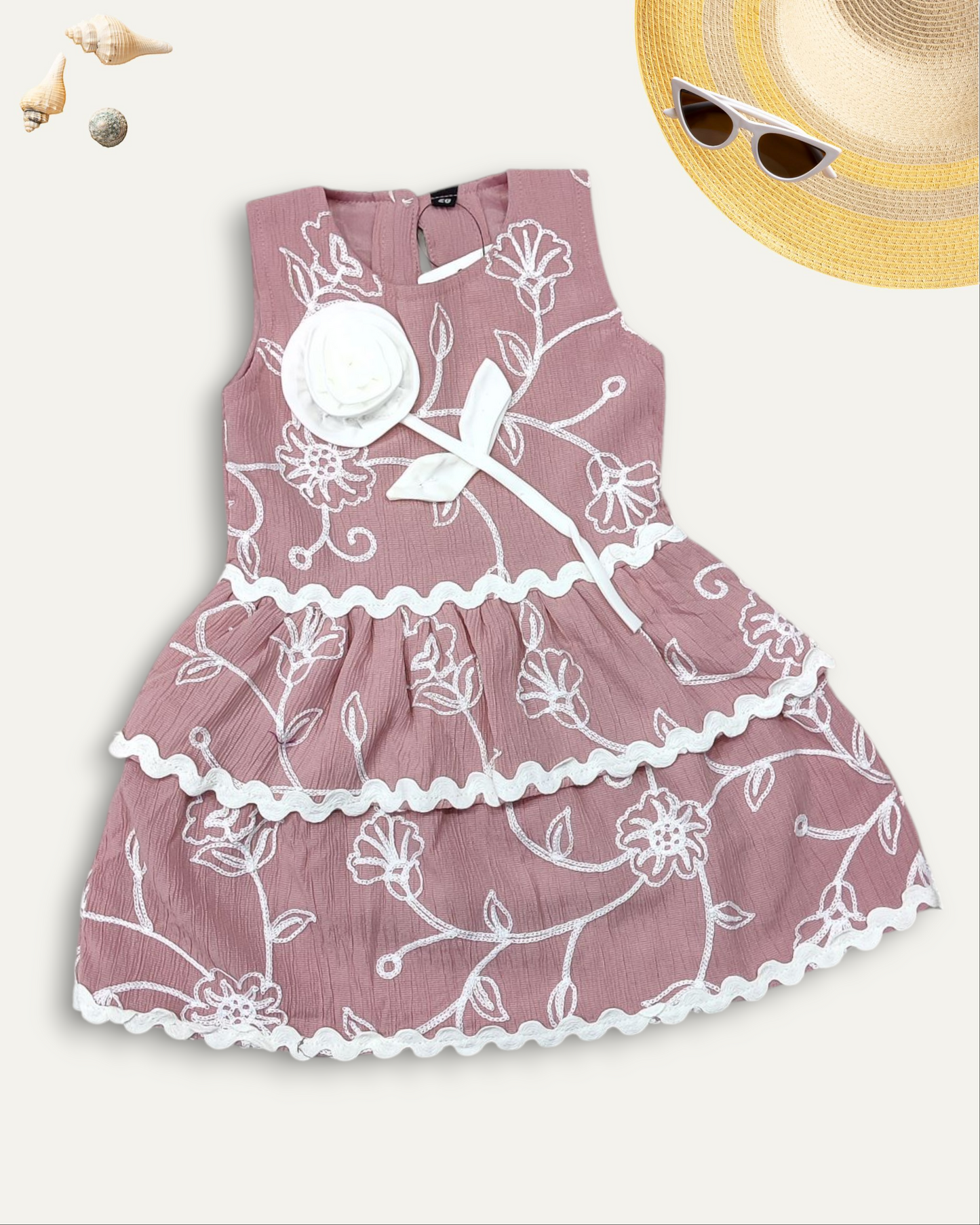 GIRLS LAYERED FLORAL DRESS (DUSTY PINK) (1-8 YEARS)