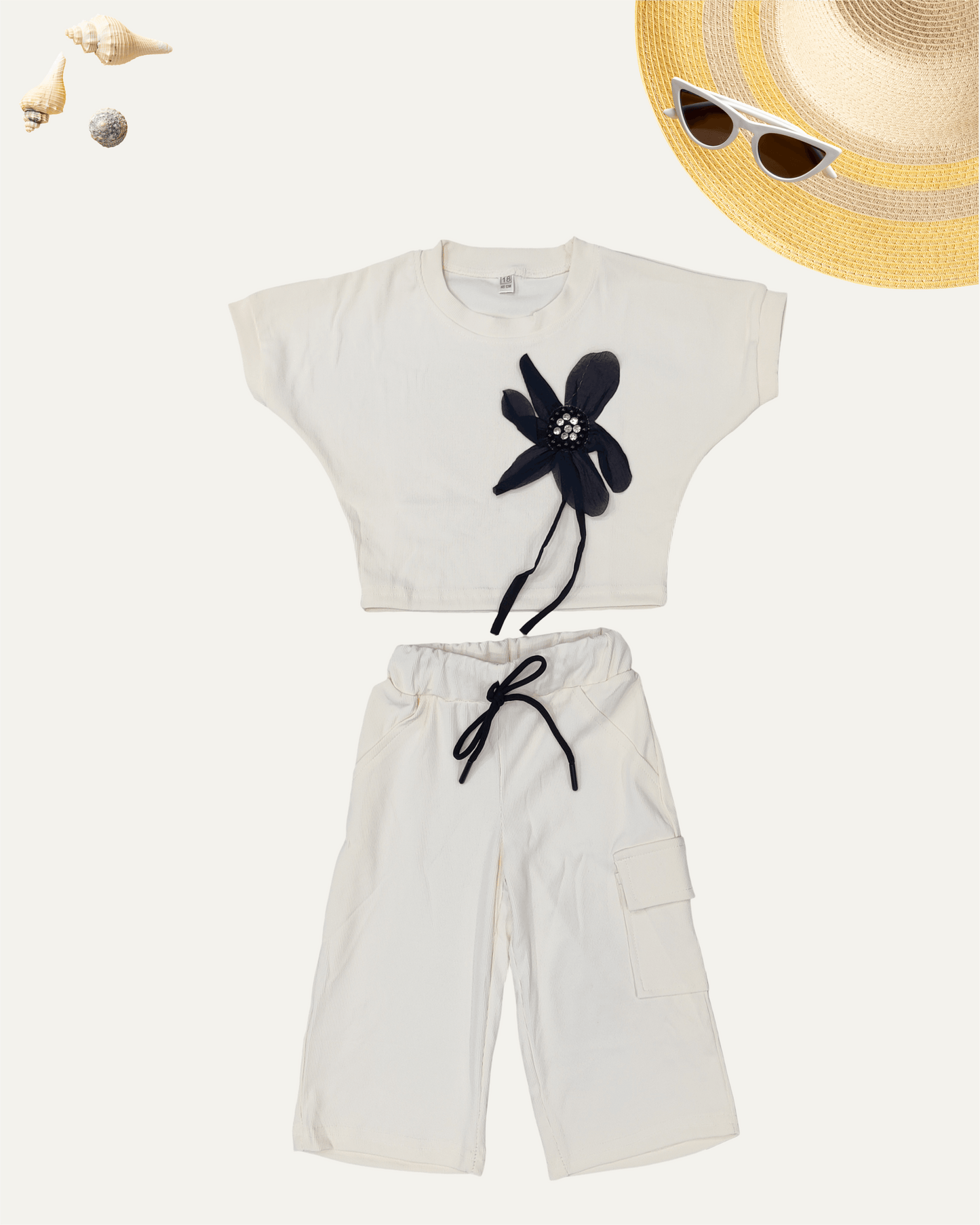 GIRLS 2PC CO-ORD SET (CREAM) (1-4 YEARS) - Girlism