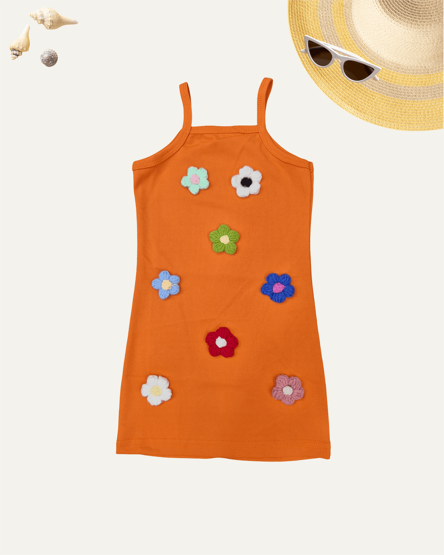 GIRLS FLORAL MINI DRESS (ORANGE) (2-8 YEARS) - Girlism