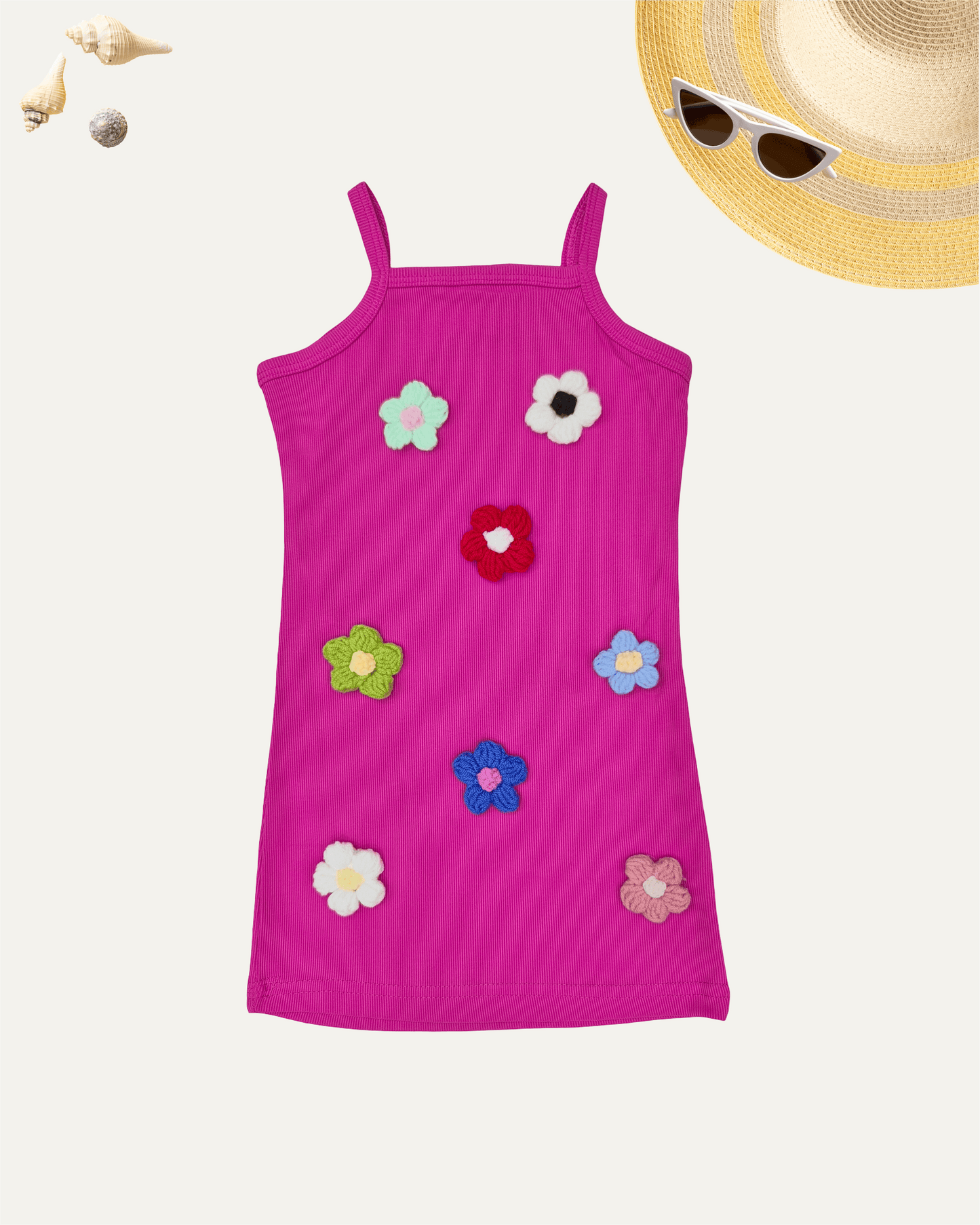 GIRLS FLORAL MINI DRESS (HOT PINK) (2-8 YEARS) - Girlism