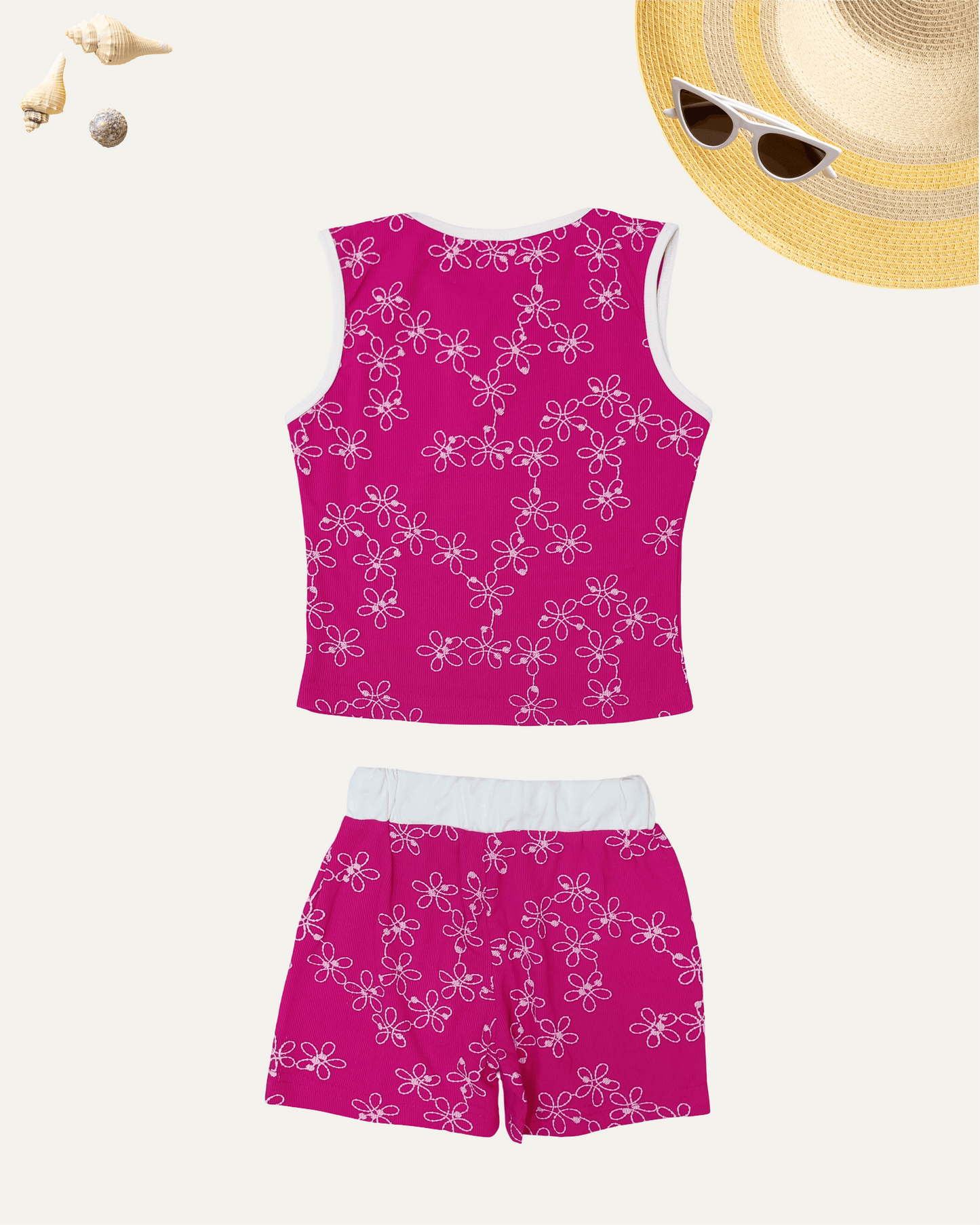 GIRLS FLORAL CO-ORD SET (HOT PINK) (1-12 YEARS) - Girlism