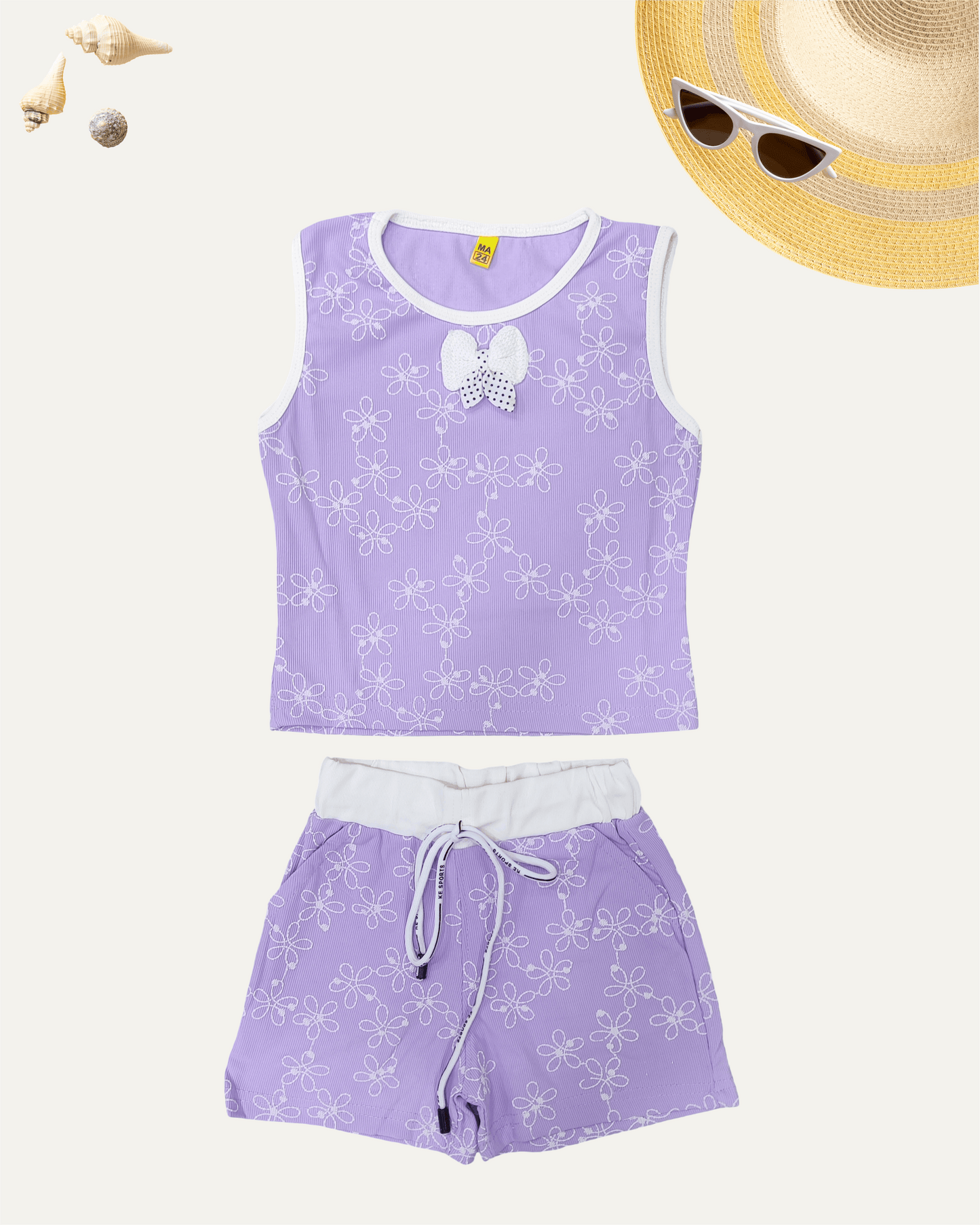 GIRLS FLORAL CO-ORD SET (LILAC) (1-12 YEARS) - Girlism