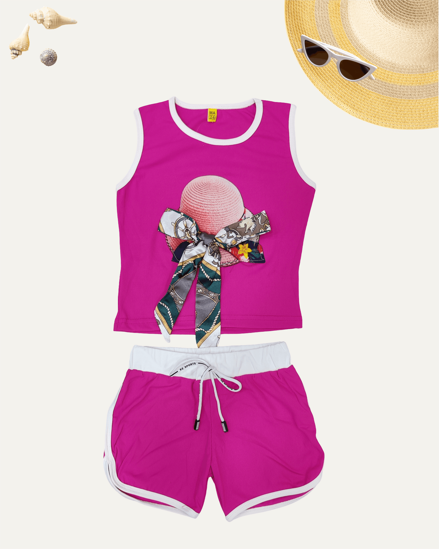 GIRLS SUMMER CO-ORD SET (HOT PINK) (1-12YEARS) - Girlism