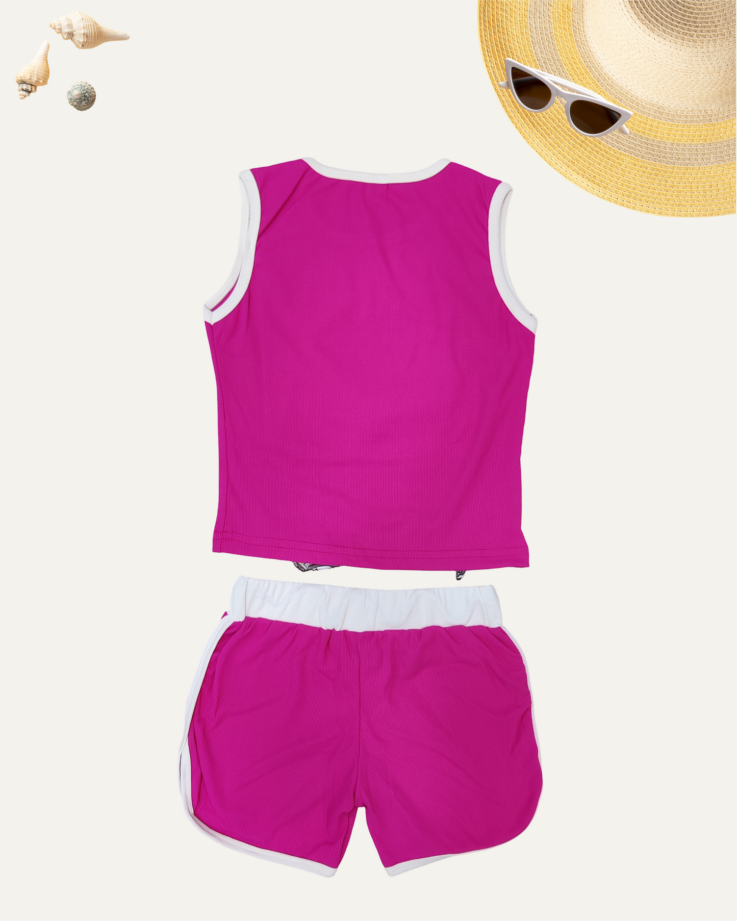 GIRLS SUMMER CO-ORD SET (HOT PINK) (1-12YEARS)