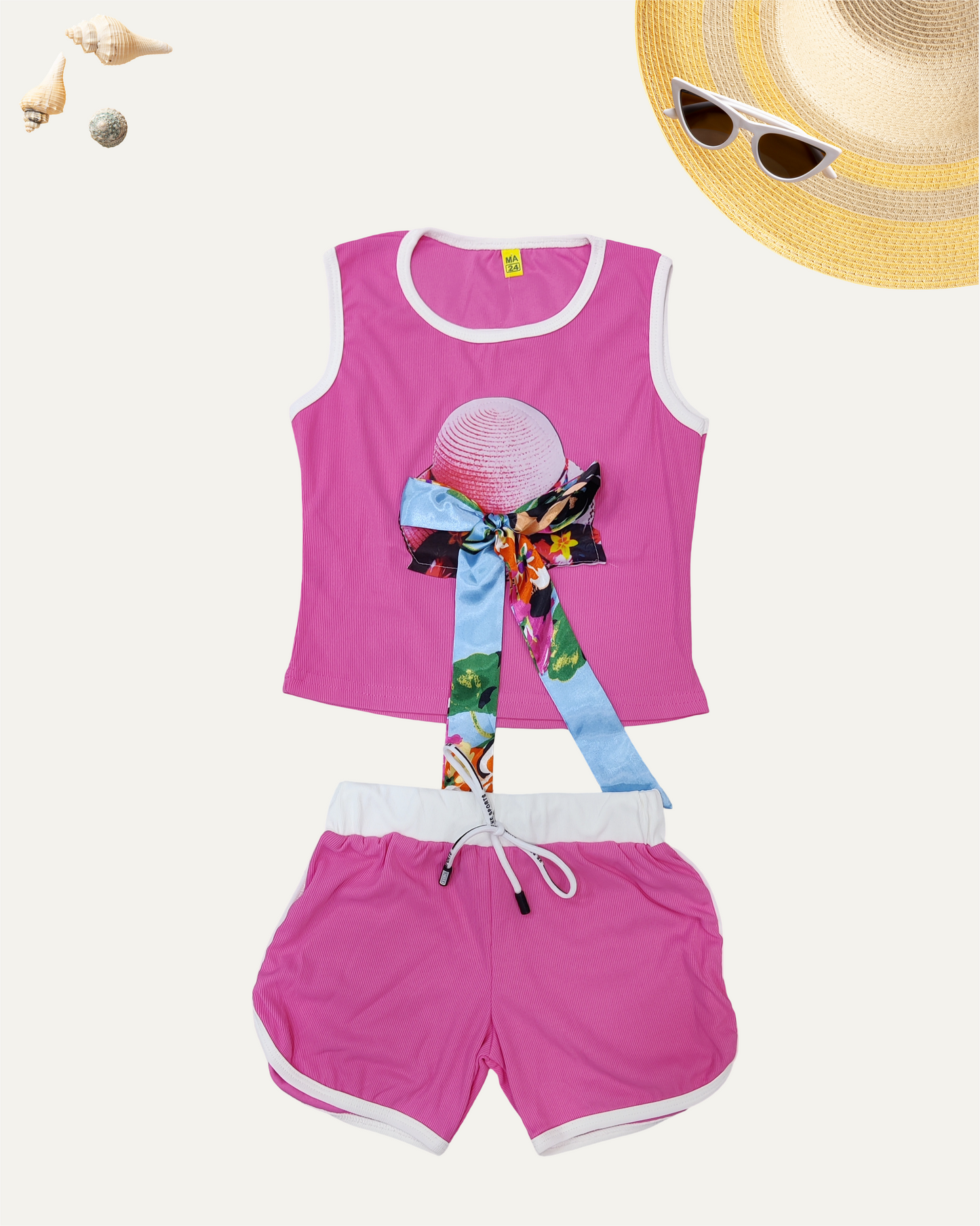 GIRLS SUMMER CO-ORD SET (PINK) (1-12YEARS)