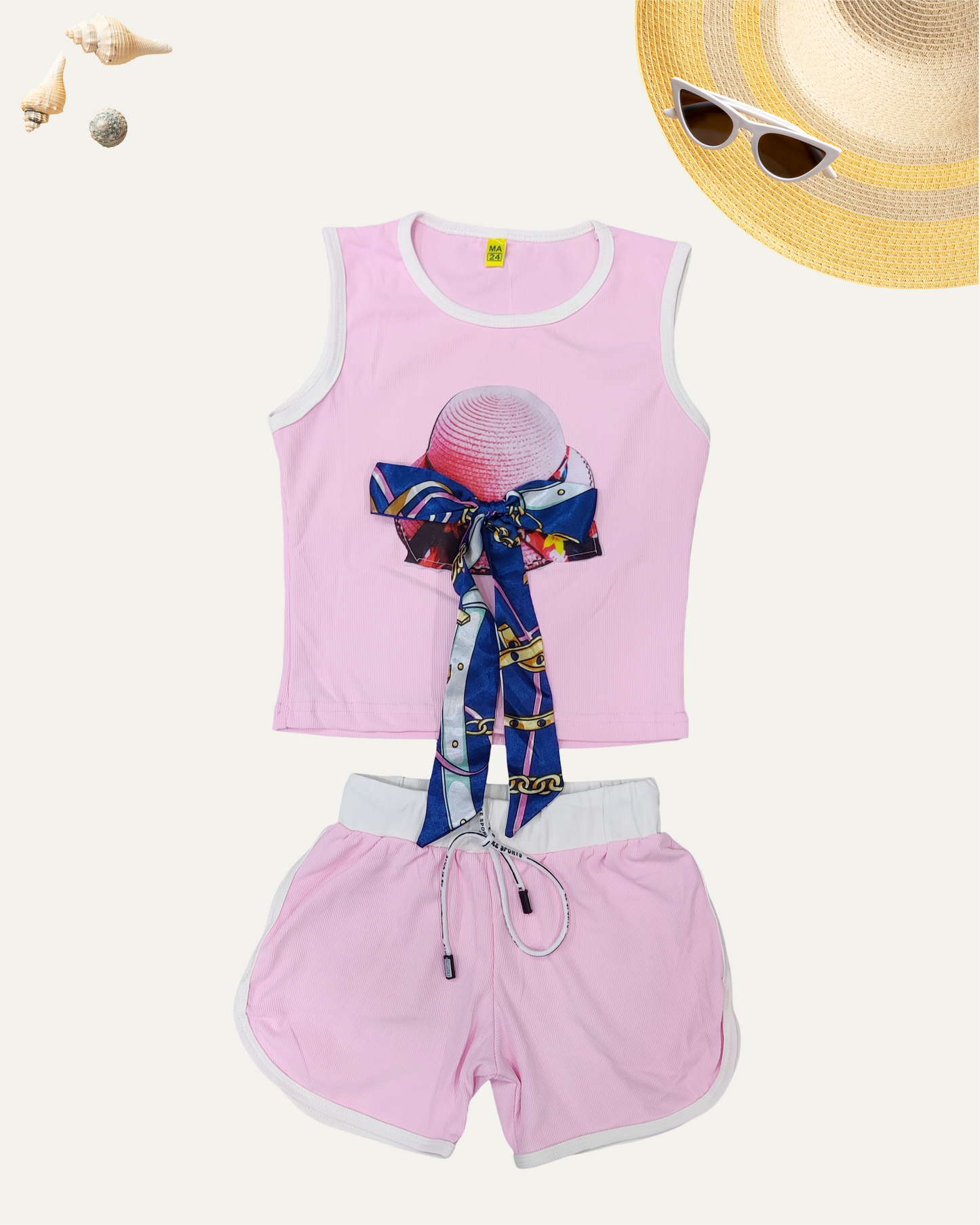 GIRLS SUMMER CO-ORD SET (BABY PINK) (1-12YEARS)