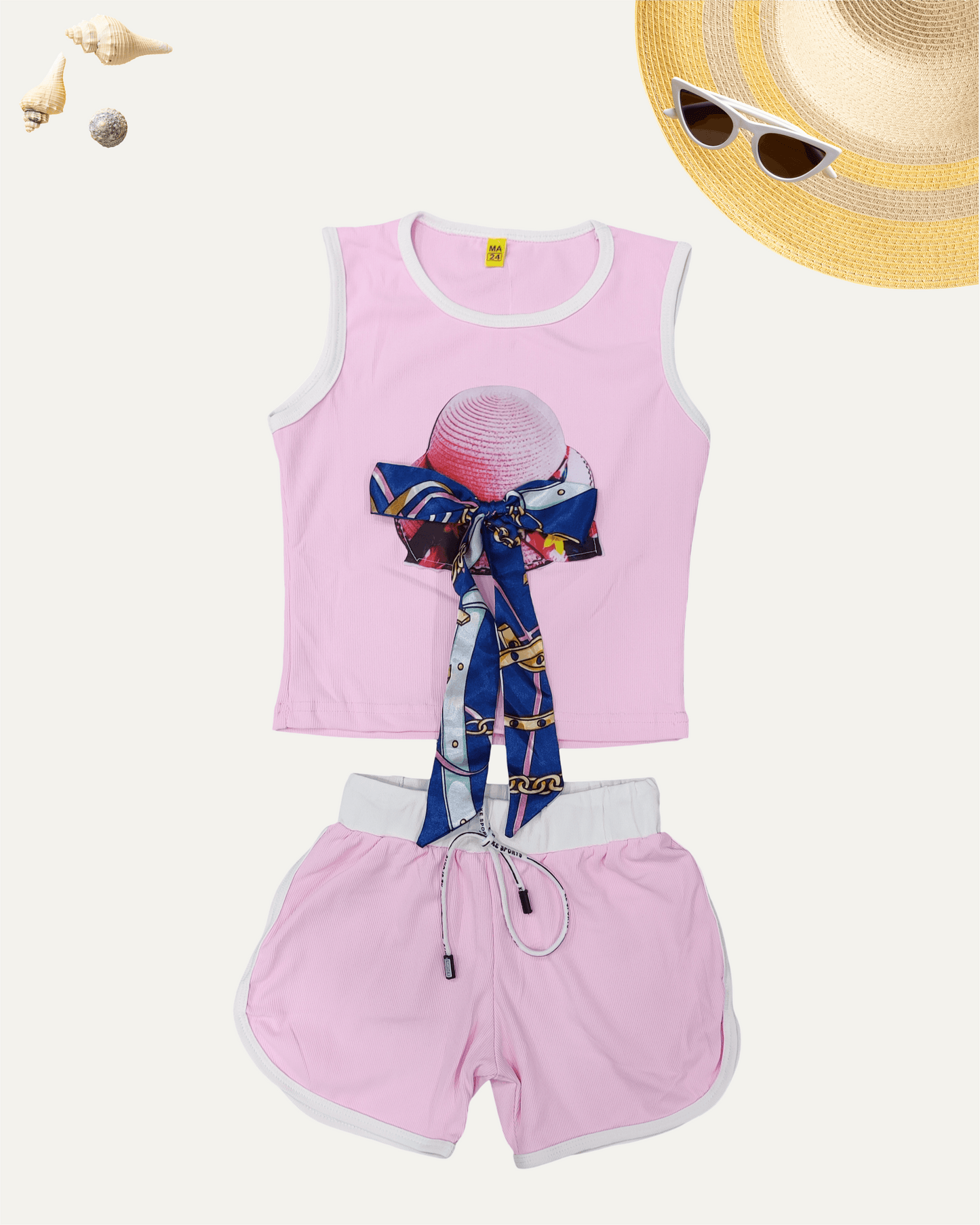 GIRLS SUMMER CO-ORD SET (BABY PINK) (1-12YEARS) - Girlism