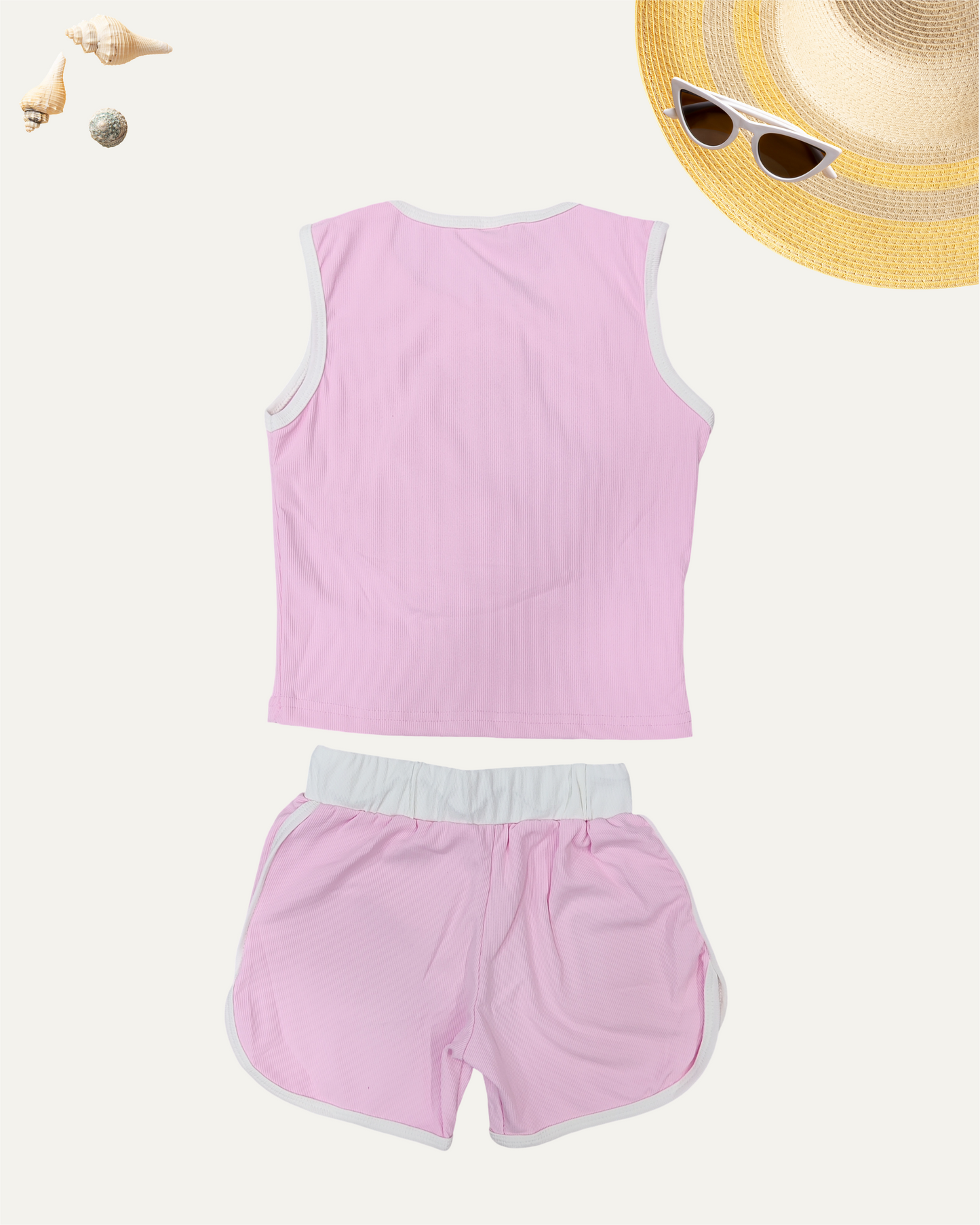 GIRLS SUMMER CO-ORD SET (BABY PINK) (1-12YEARS)