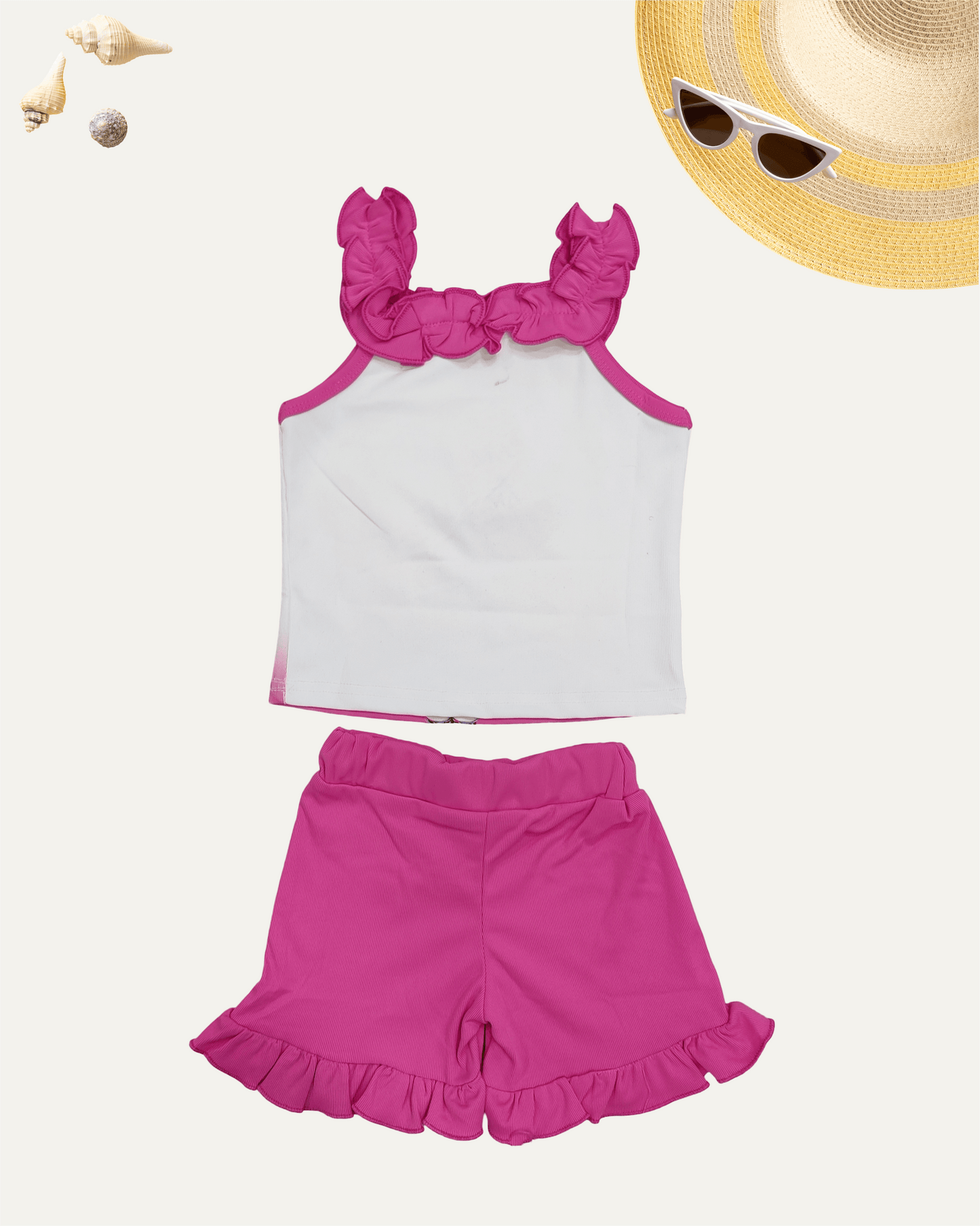 GIRLS CARTOON FRILL CO-ORD SET (PINK) (4-12 YEARS) - Girlism