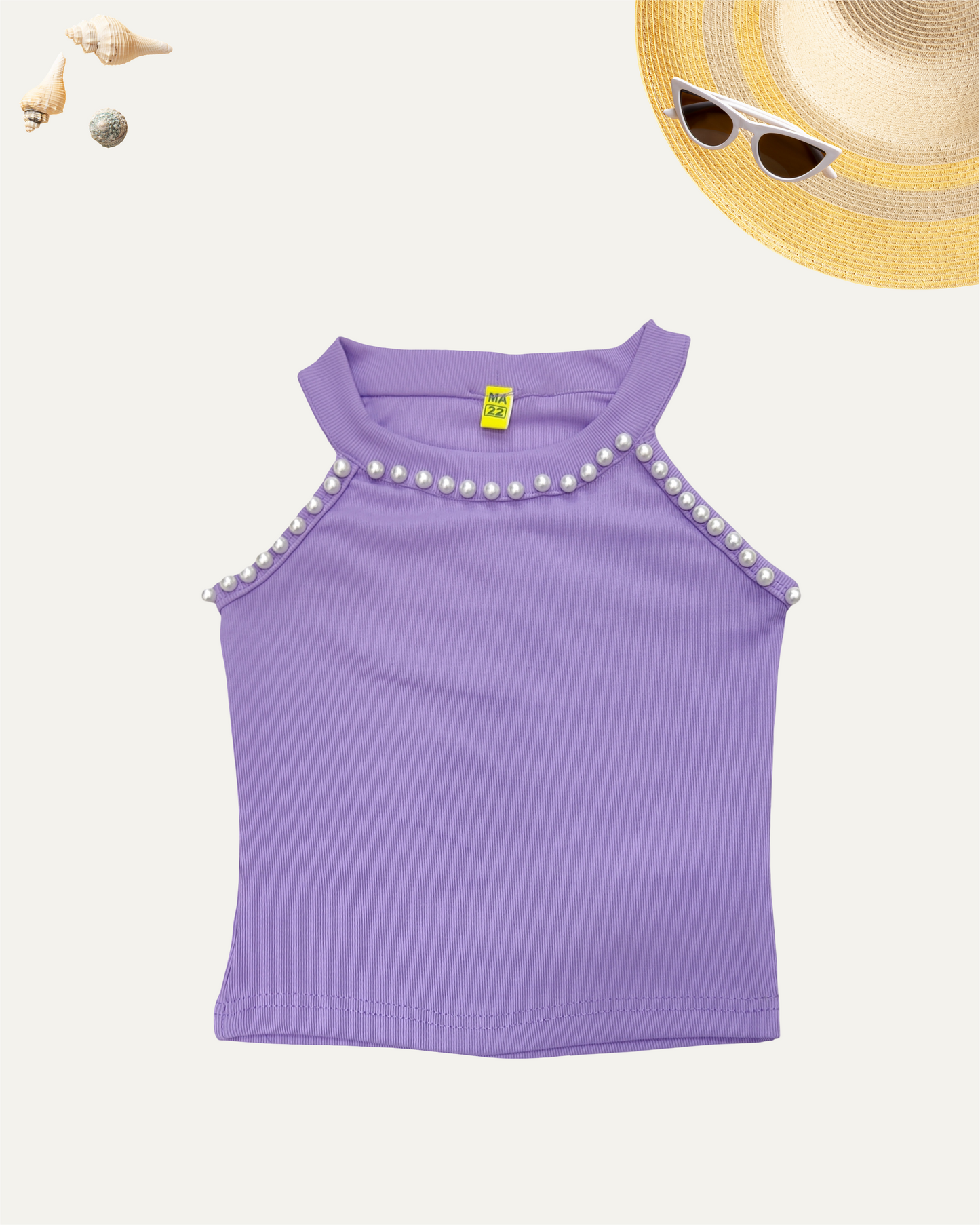 GIRLS SLEEVELESS PEARL TOP LAVENDER (3-11 YEARS) - Girlism