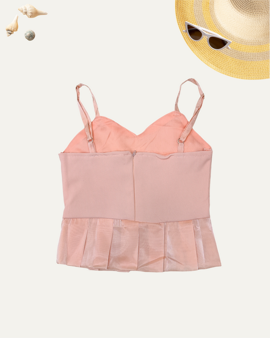 GIRLS PEACH SATIN BOW GLAM TOP (0-8 YEARS) - Girlism