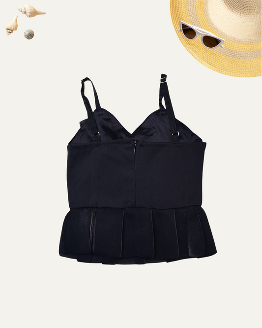 GIRLS BLACK SATIN BOW GLAM TOP (0-11 YEARS) - Girlism