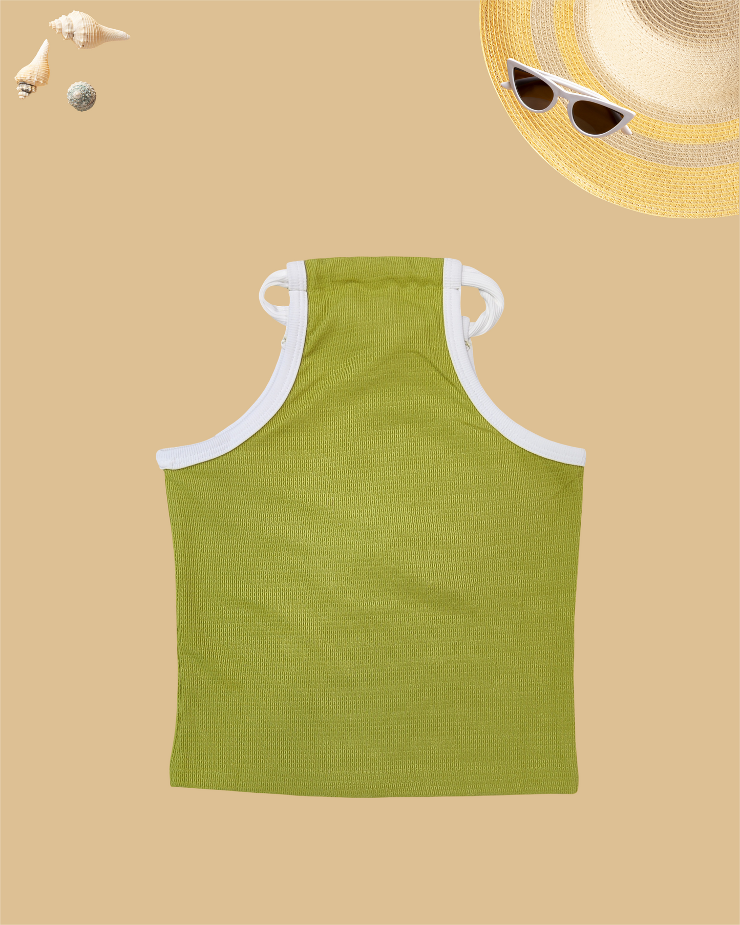 GIRLS HALTER-STYLE TOP WITH TIE (GREEN) (1-12 YEARS) - Girlism