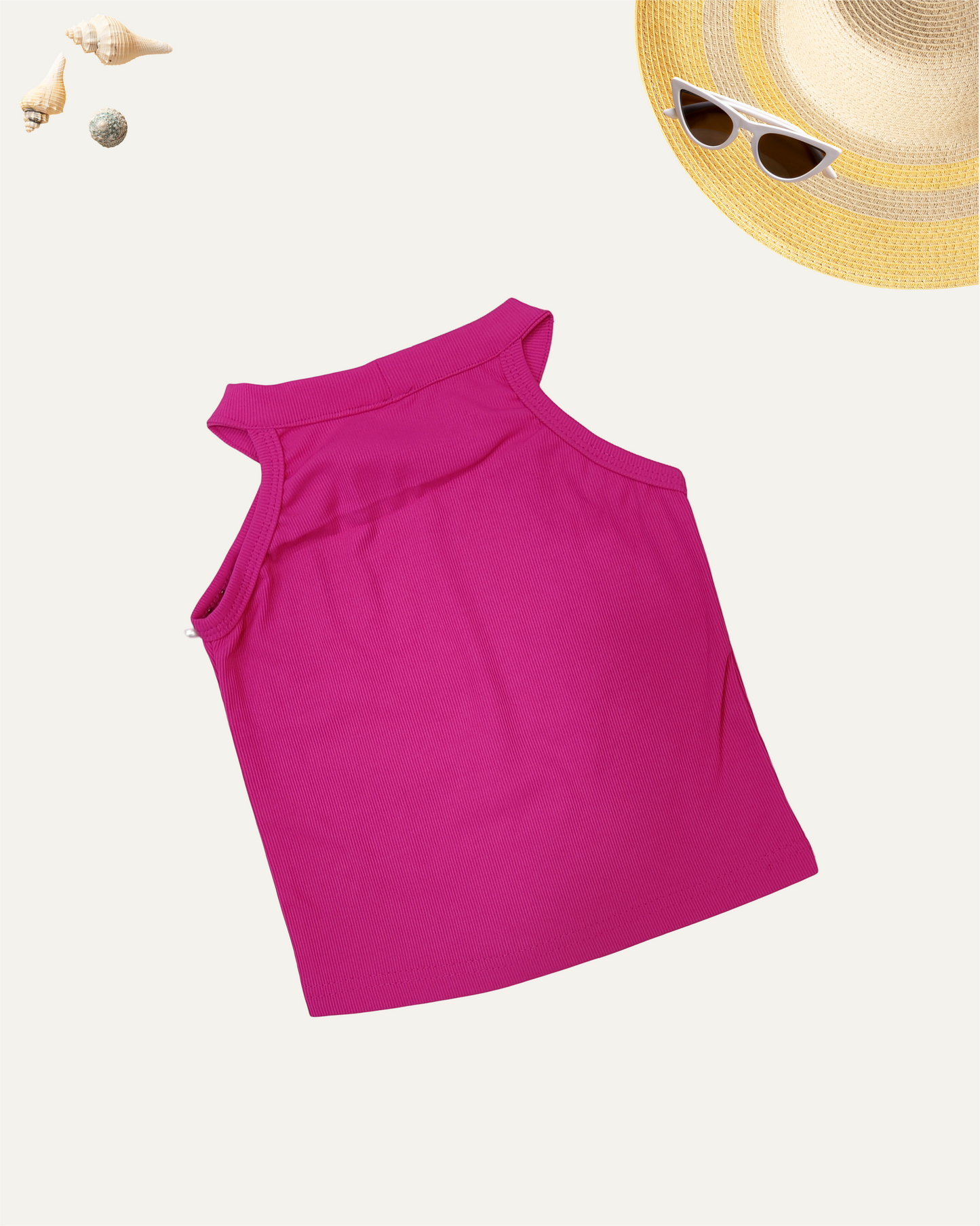 GIRLS SLEEVELESS PEARL TOP HOT PINK (3-11 YEARS) - Girlism