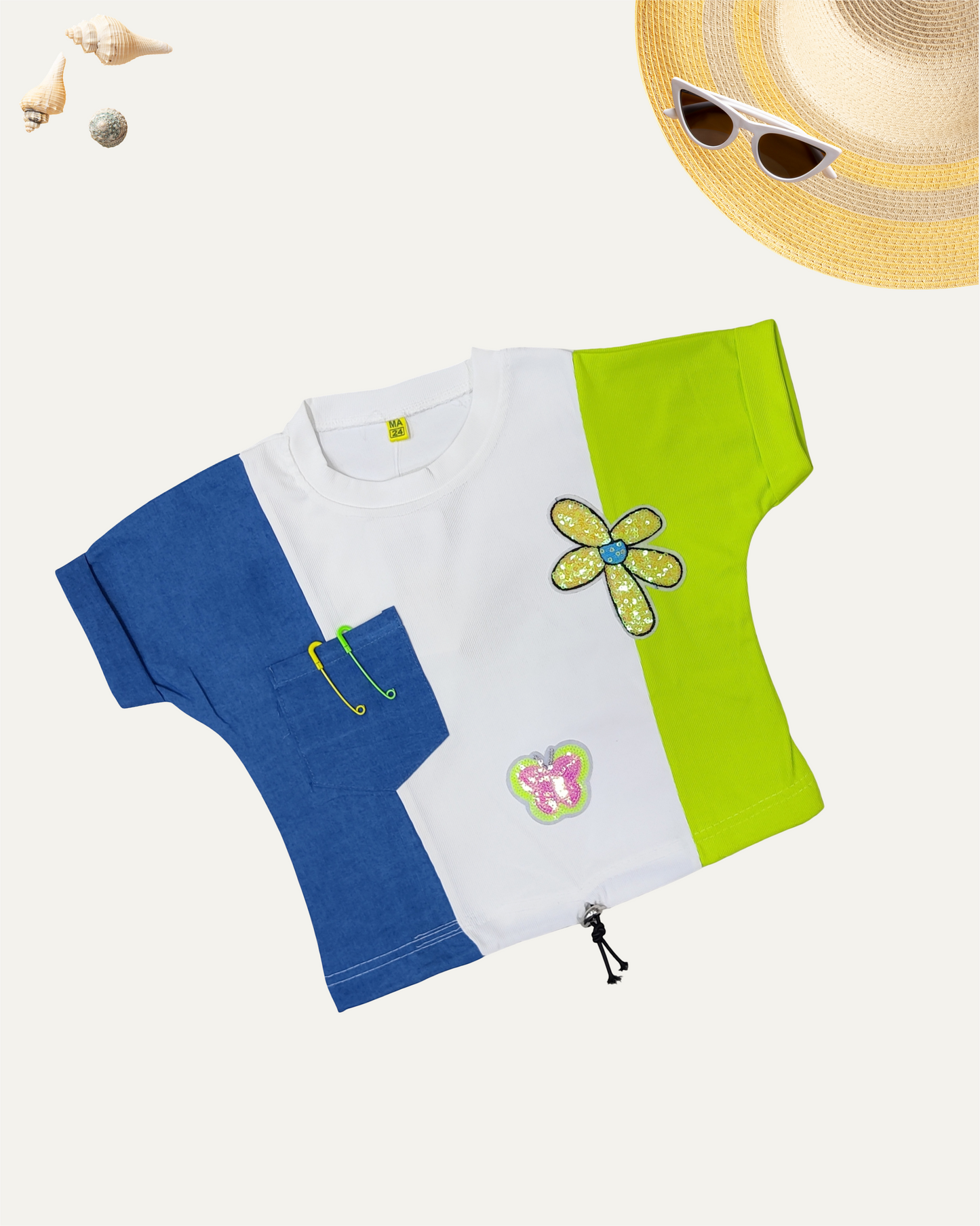 GIRLS COLOUR POP FLOWER T-SHIRT (YELLOW) (4-12 YEARS) - Girlism