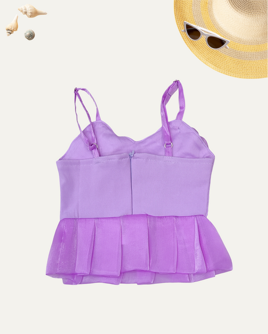 GIRLS LAVENDER SATIN BOW GLAM TOP (0-8 YEARS) - Girlism
