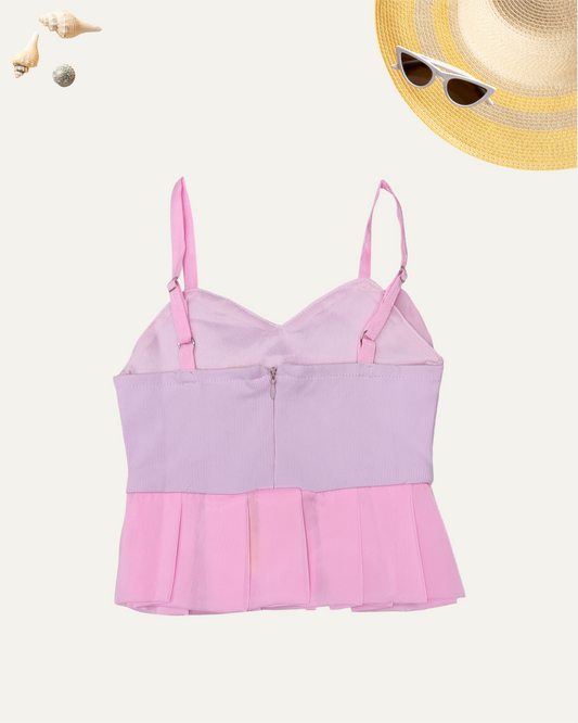 GIRLS PINK SATIN BOW GLAM TOP (0-8 YEARS) - Girlism