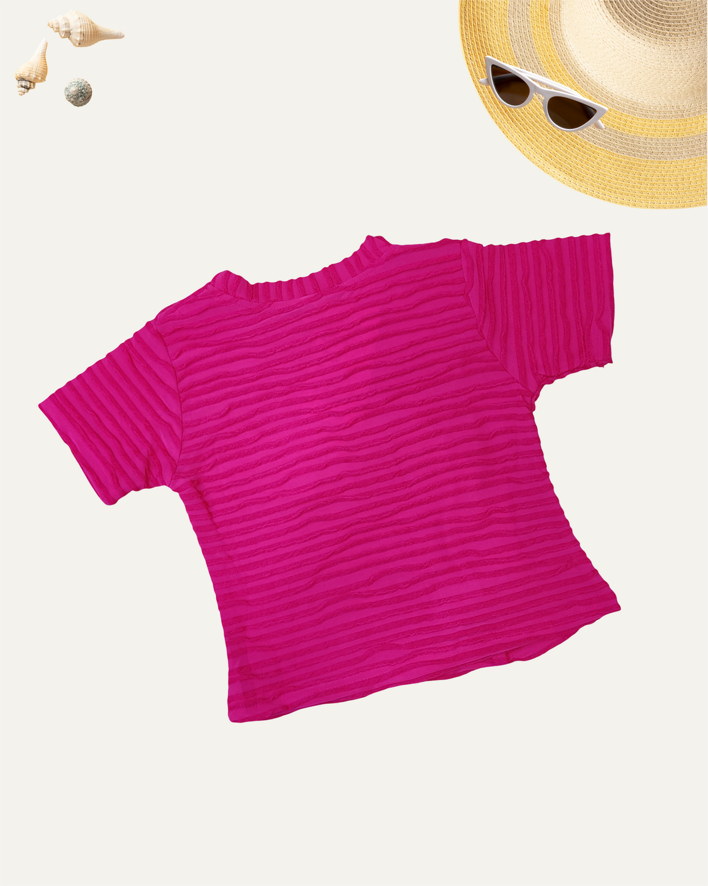 GIRLS TEXTURED BUTTERFLY TOP (HOT PINK) (4-14 YEARS) - Girlism