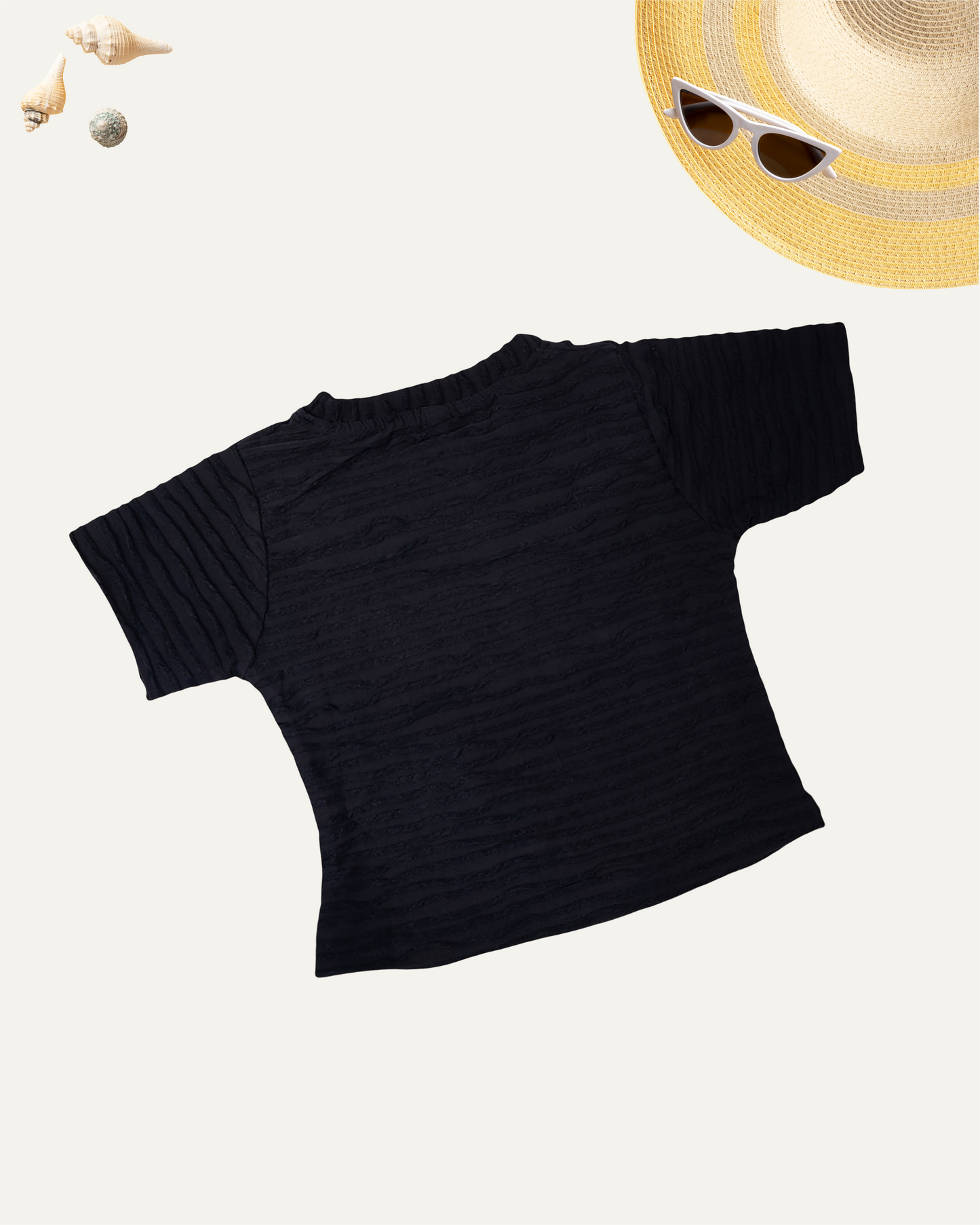 GIRLS TEXTURED BUTTERFLY TOP (BLACK) (4-14 YEARS) - Girlism