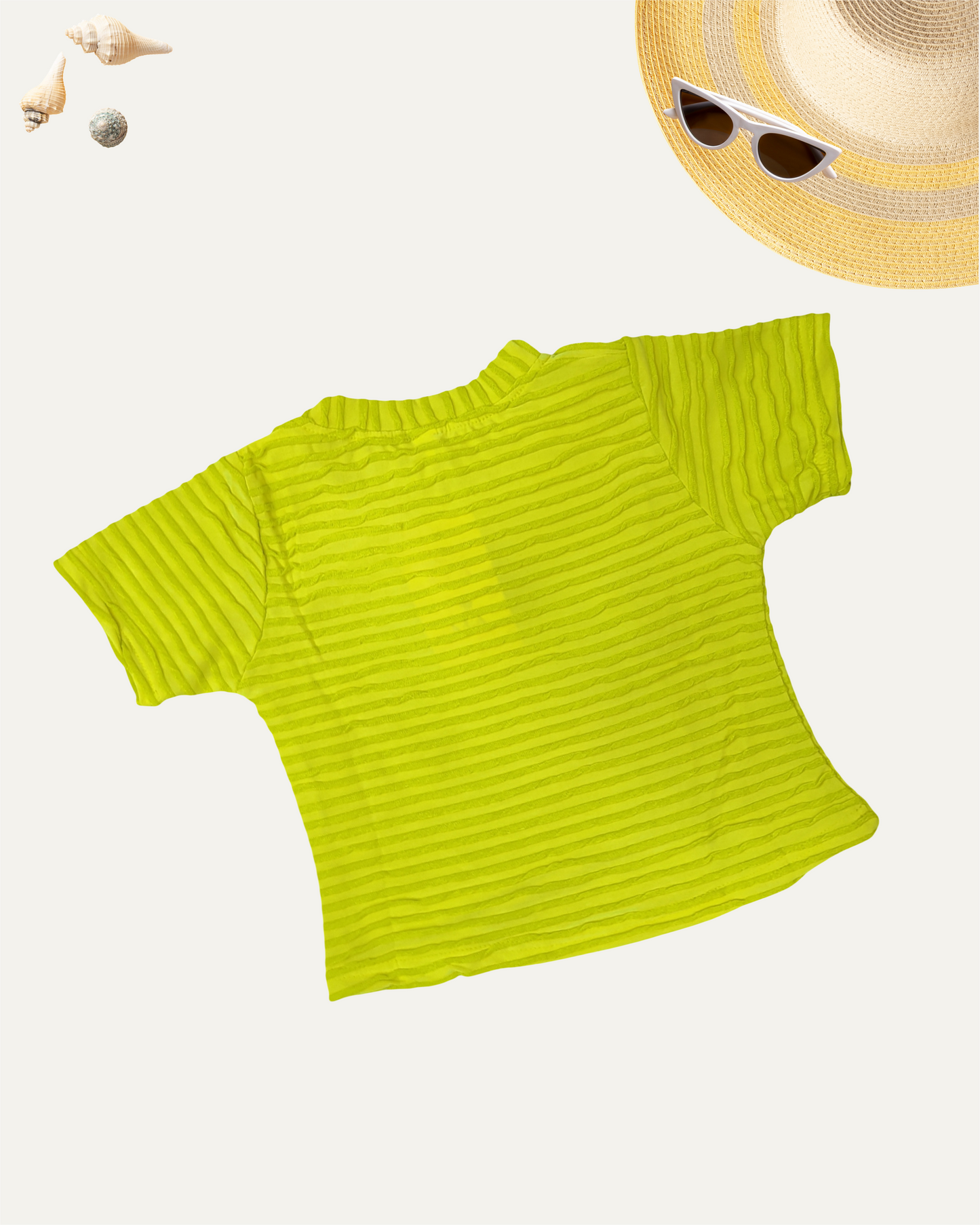 GIRLS TEXTURED BUTTERFLY TOP (LIME GREEN) (4-14 YEARS) - Girlism