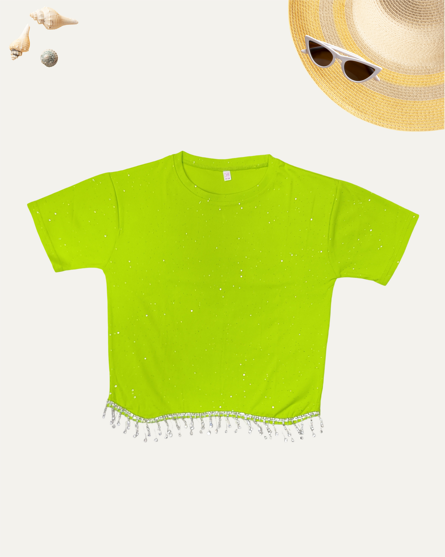 GIRLS NEON GREEN SPARKLY T-SHIRT (12-15 YEARS) - Girlism