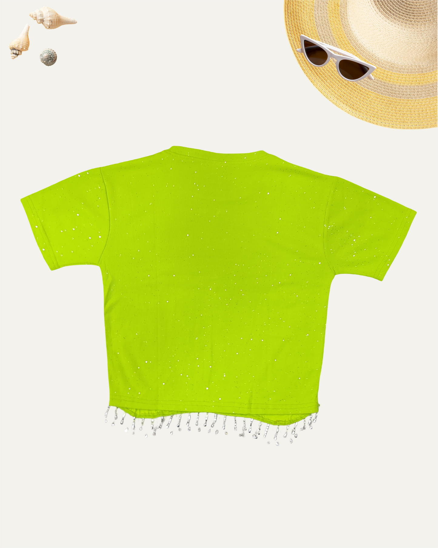 GIRLS NEON GREEN SPARKLY T-SHIRT (12-15 YEARS) - Girlism