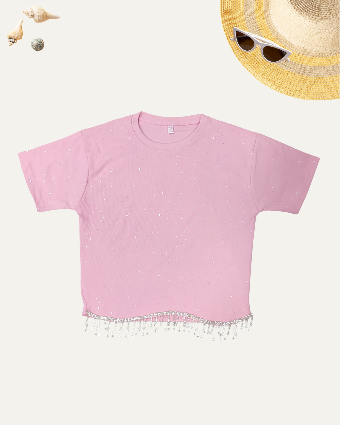 GIRLS BABY PINK SPARKLY T-SHIRT (12-15 YEARS) - Girlism