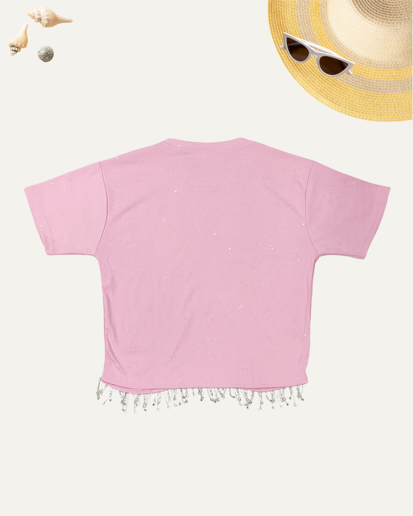GIRLS BABY PINK SPARKLY T-SHIRT (12-15 YEARS) - Girlism