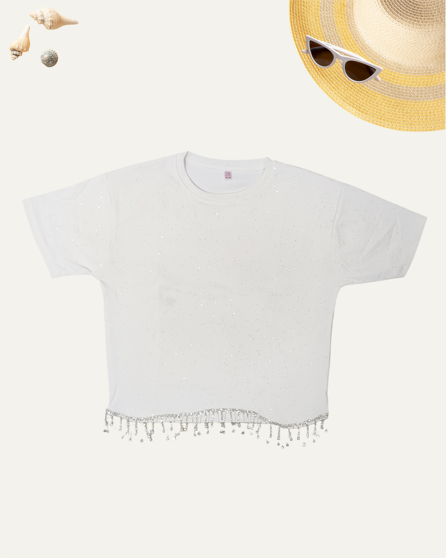 GIRLS WHITE SPARKLY T-SHIRT (12-15 YEARS) - Girlism