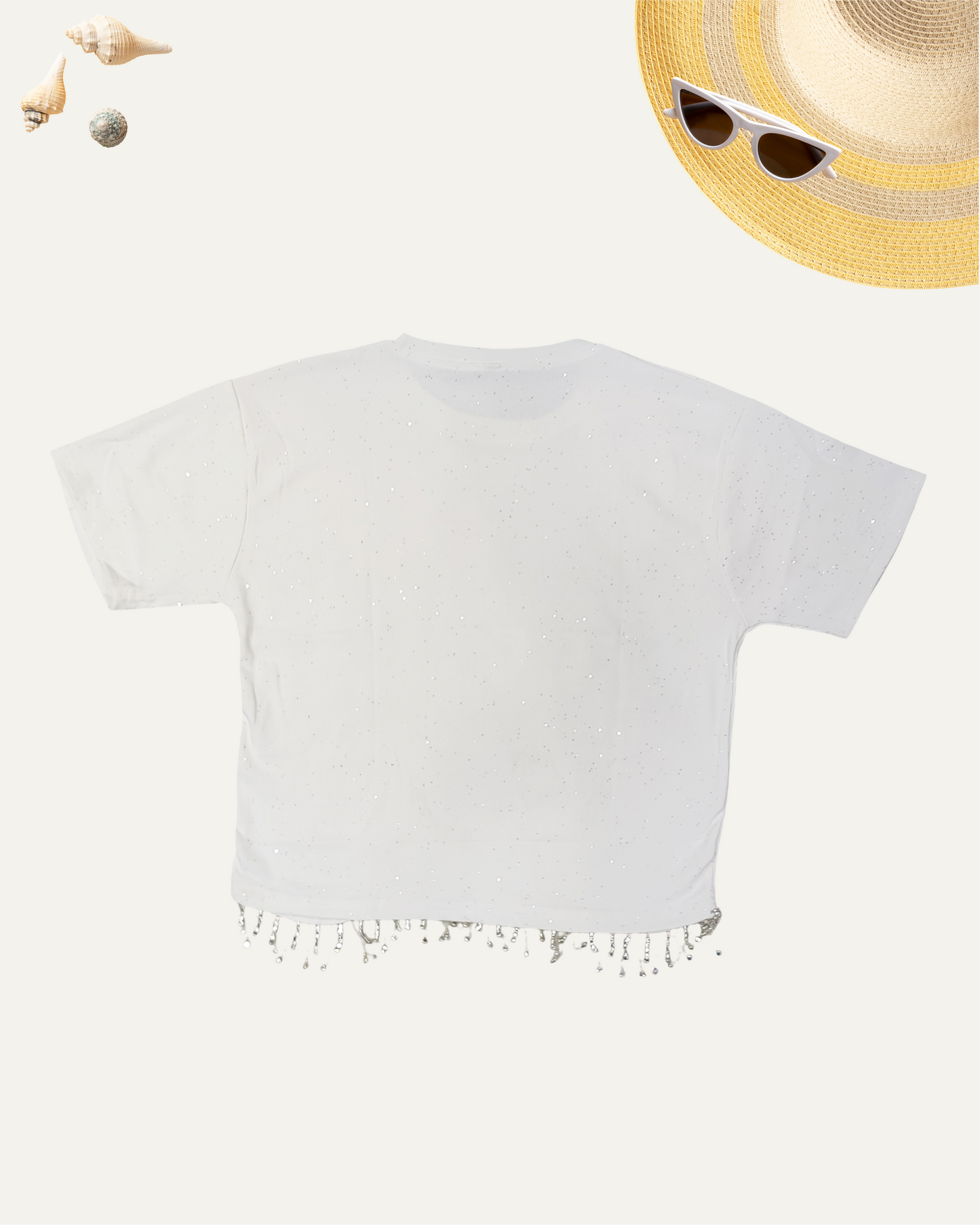 GIRLS WHITE SPARKLY T-SHIRT (12-15 YEARS) - Girlism