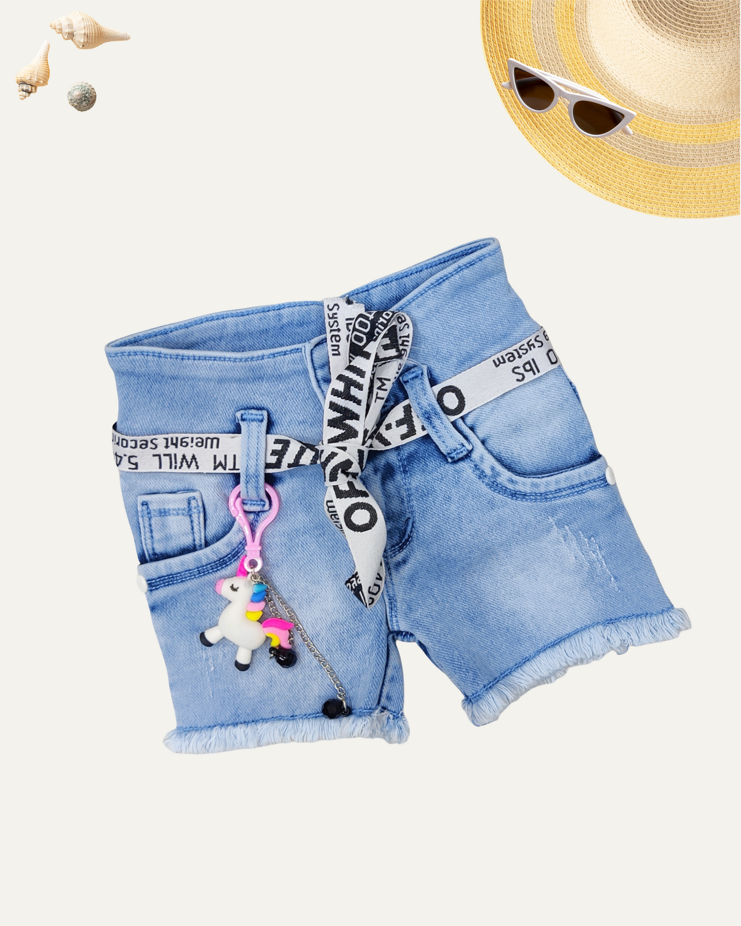 GIRLS UNICORN CHARM DENIM SHORTS (4-12 YEARS) - Girlism