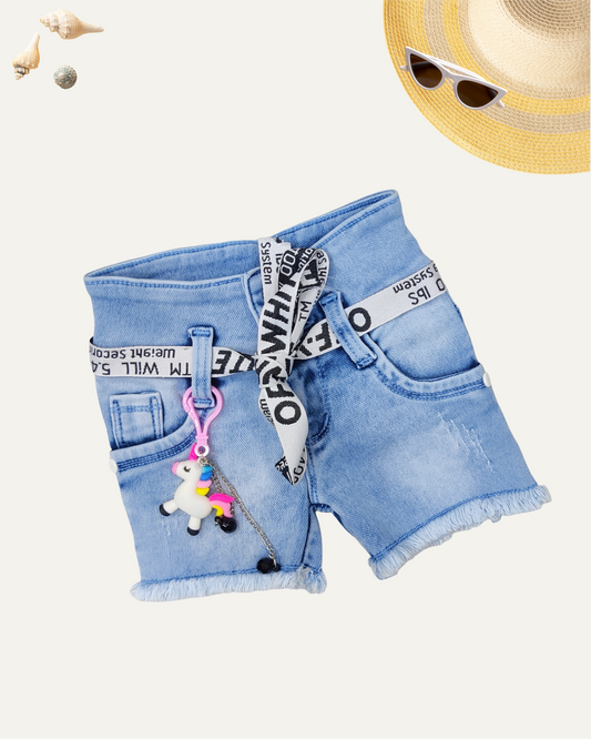 GIRLS UNICORN CHARM DENIM SHORTS (4-12 YEARS) - Girlism