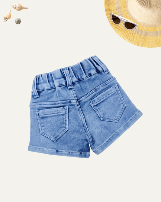 GIRLS DENIM SHORTS WITH CAMERA CHARM (1-6 YEARS) - Girlism
