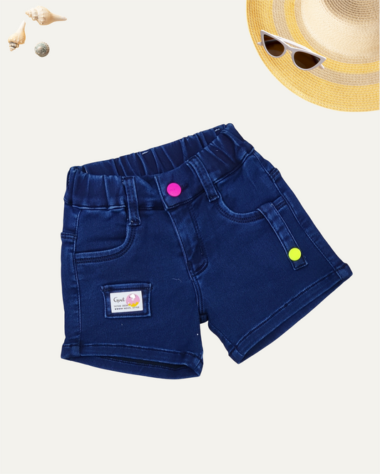 GIRLS NAVY BLUE DENIM SHORT (4-12 YEARS) - Girlism