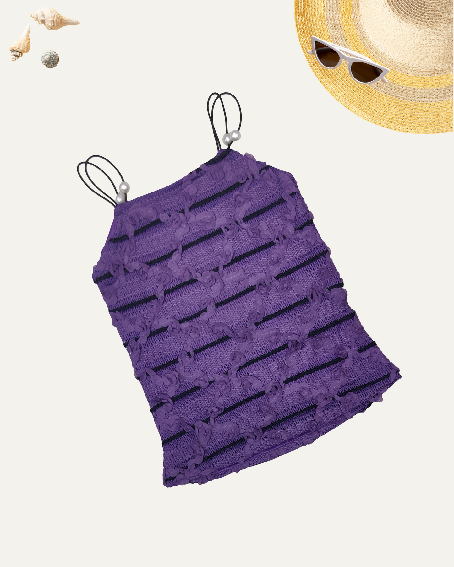 GIRLS PURPLE TEXTURED SPAGHETTI TOP (1-12 YEARS) - Girlism