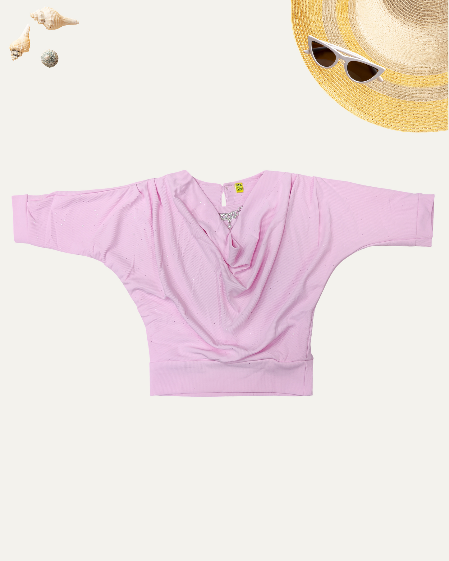 GIRLS BABY PINK DRAPED TOP (1 -12 YEARS) - Girlism