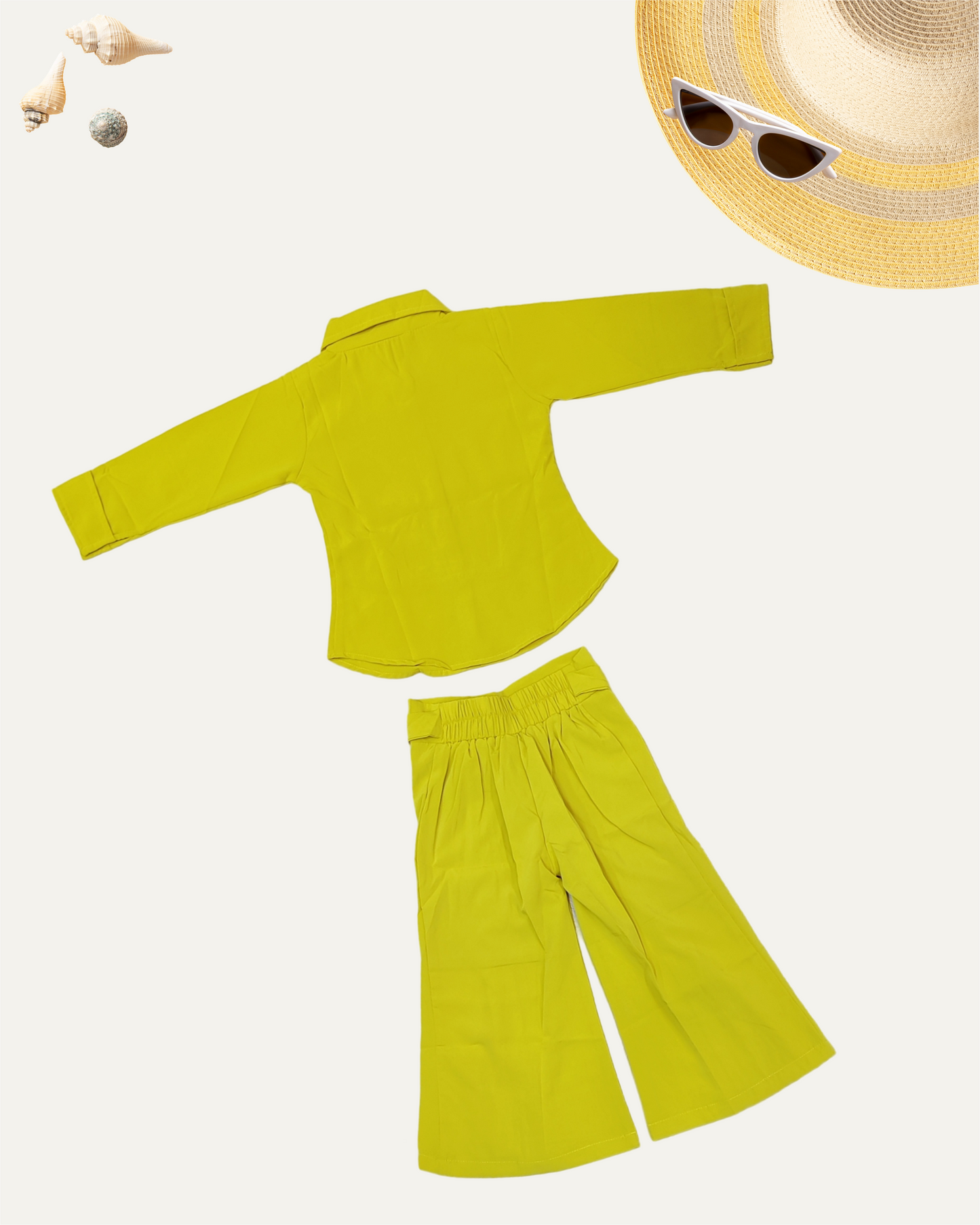 GIRLS 2PC PRINTED PANT CO-ORD SET (MUSTARD YELLOW) (4-12 YEARS) - Girlism