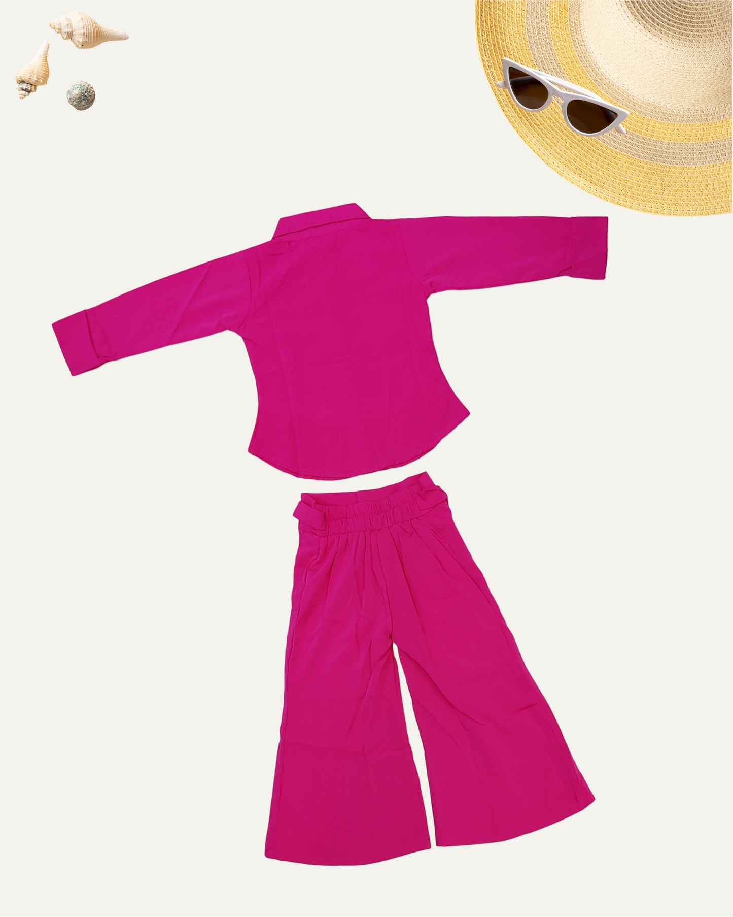 GIRLS 2PC PRINTED PANT CO-ORD SET (HOT PINK) (4-12 YEARS) - Girlism
