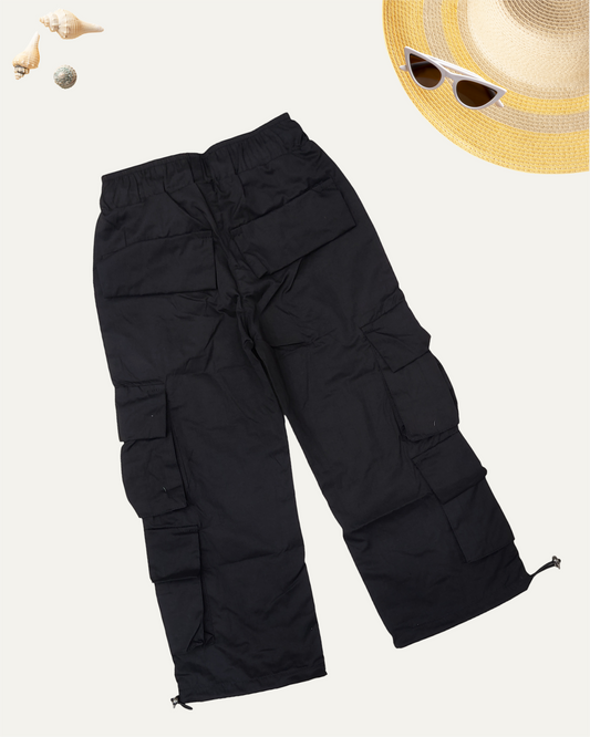 GIRLS BLACK CARGO PANTS (4-12 YEARS)