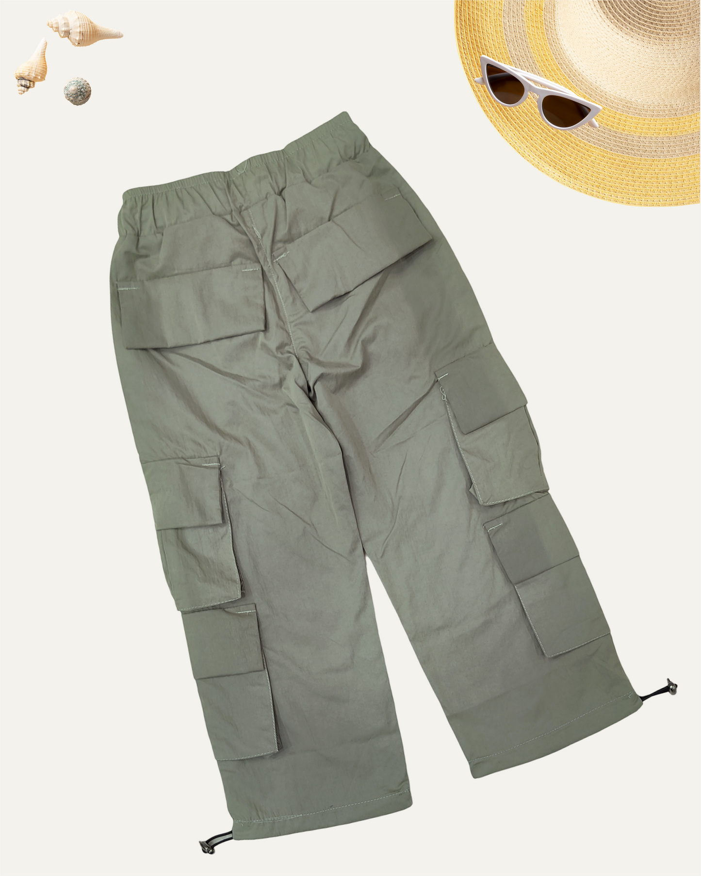 GIRLS OLIVE GREEN CARGO PANTS (4-12 YEARS)