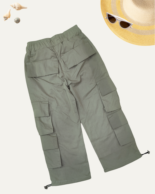 GIRLS OLIVE GREEN CARGO PANTS (4-12 YEARS)