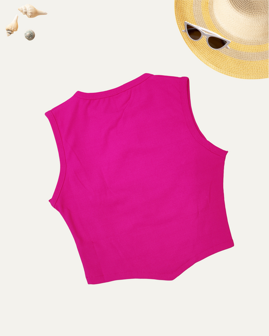 GIRLS HOT PINK BUTTERFLY TOP (4-12 YEARS) - Girlism