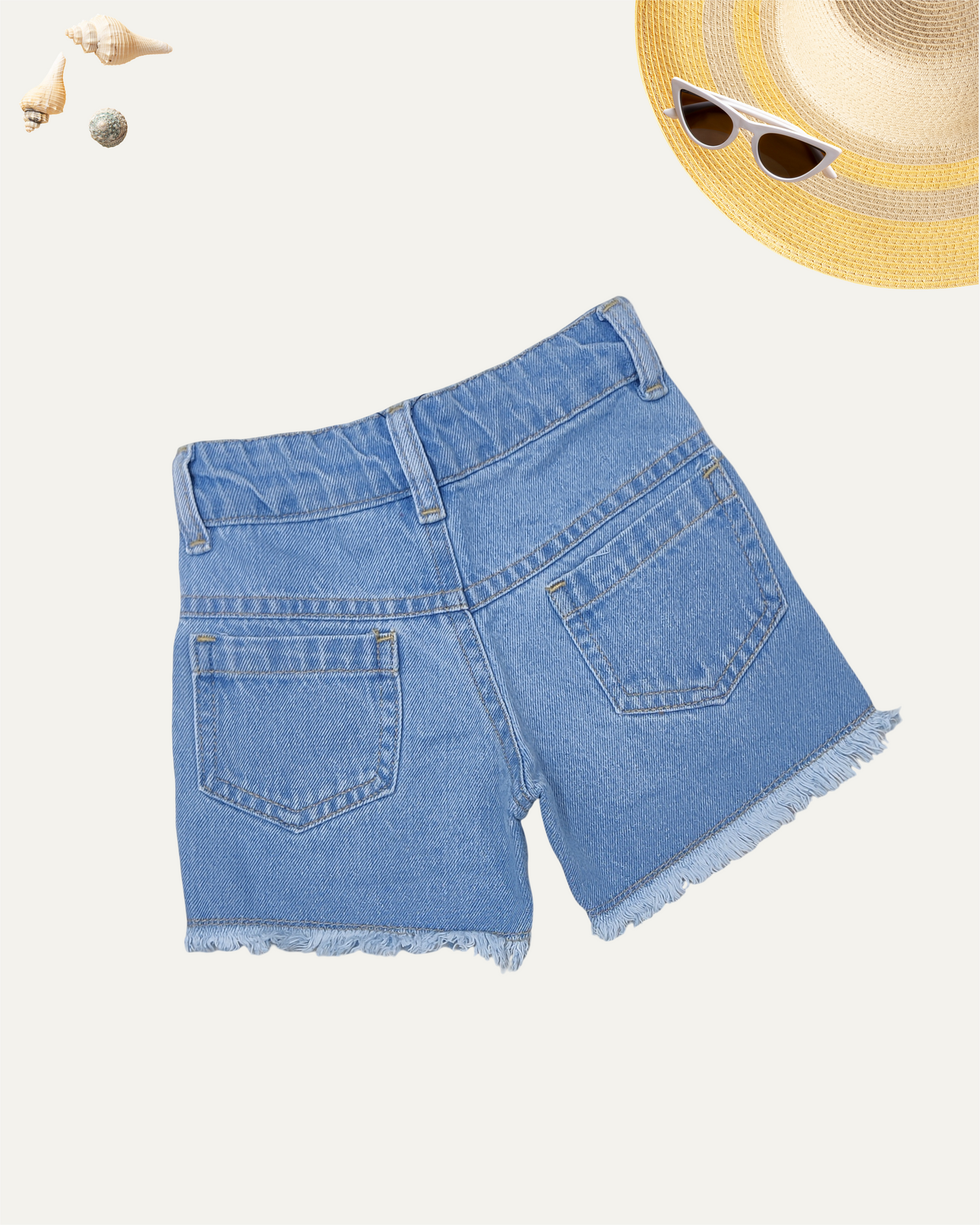 GIRLS DISTRESSED SHORTS (LIGHT BLUE WASH) (1-12 YEARS)