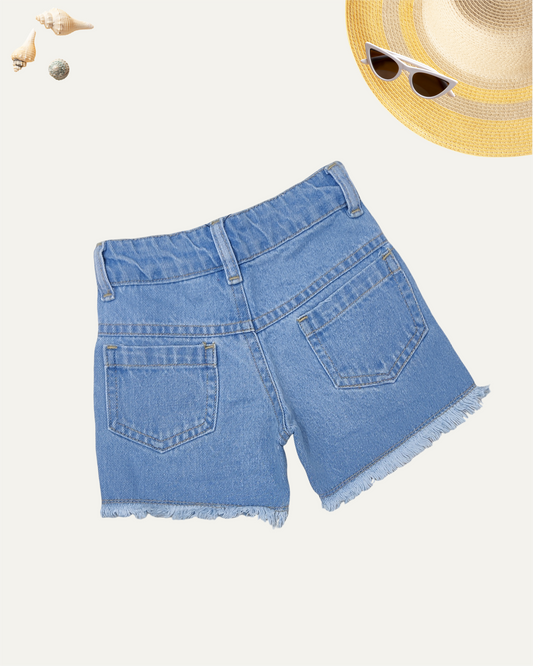 GIRLS DISTRESSED SHORTS (LIGHT BLUE WASH) (1-12 YEARS)