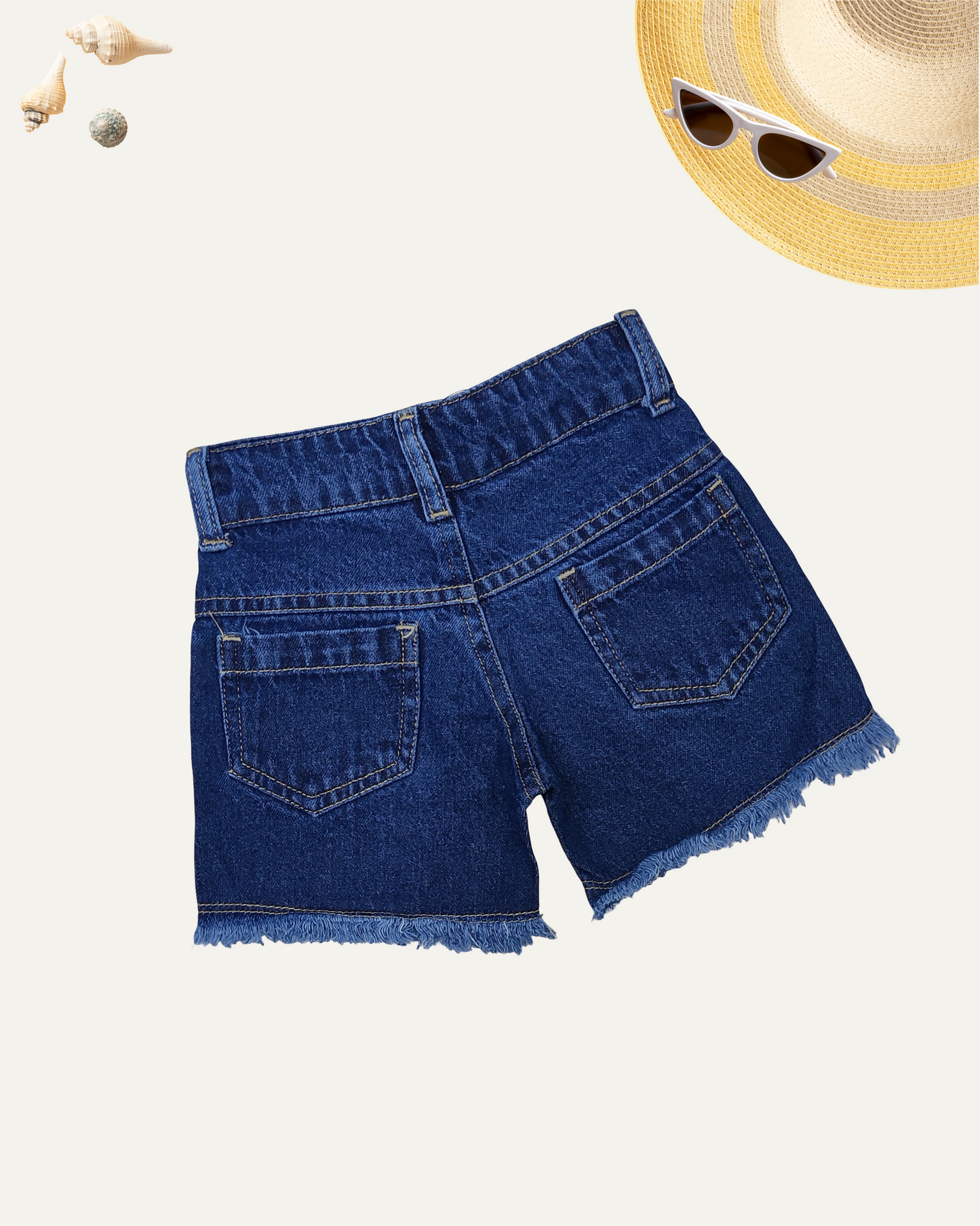 GIRLS DISTRESSED SHORTS (NAVY WASH) (1-12 YEARS)