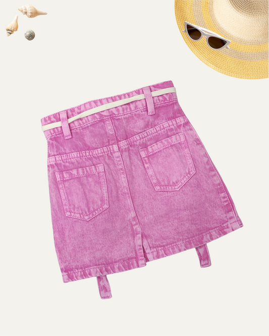 GIRLS PINK UTILITY DENIM SKIRT (4-12 YEARS)