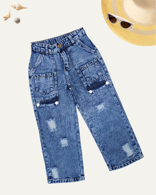 GIRLS TRENDY DISTRESSED DENIM JEANS (0-12 YEARS)