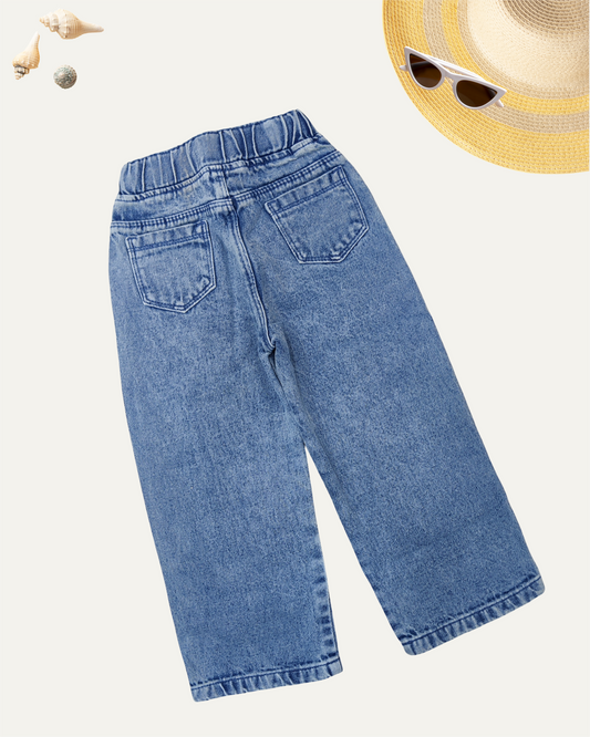 GIRLS LIGHT BLUE CARGO DENIM JEANS (0-12 YEARS)